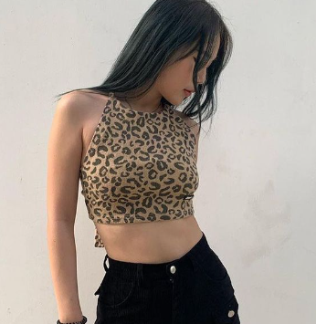 Leopard Print Halter Strap Vest - European & American Style