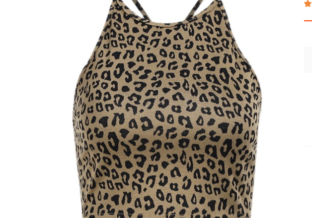 Leopard Print Halter Strap Vest - European & American Style
