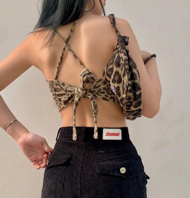 Leopard Print Halter Strap Vest - European & American Style